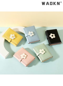 WAOKN Elegant Small Tri-fold Wallet for Women, PU Leather Print with Flower Pattern, Including Cash Pocket, Card Holder, Coin Purse and ID Window(Green)  - Image 5