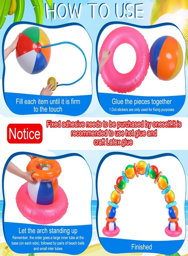 Lunmon Summer Pool Beach Party Decorations Kit Beach Ball Party Arch Kit 11 Pcs Inflatable Beach Balls Bulk Inflatable Pool Party Favors 12 Pool Floats Swimming Ring Inflatable Pool Floats Birthday - Image 3