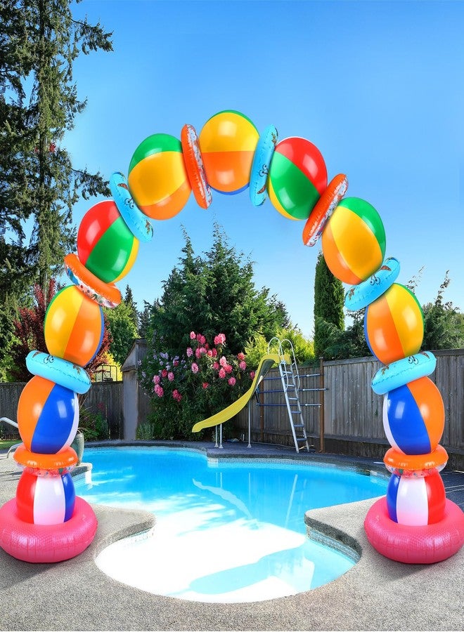 Lunmon Summer Pool Beach Party Decorations Kit Beach Ball Party Arch Kit 11 Pcs Inflatable Beach Balls Bulk Inflatable Pool Party Favors 12 Pool Floats Swimming Ring Inflatable Pool Floats Birthday - Image 1