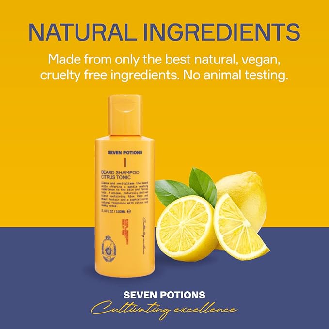 Seven Potions Beard Shampoo for Men Gentle Cleansing Wash for a Clean Beard with No Itch Natural Vegan Cruelty Free Woodland Harmony 100ml - Image 4