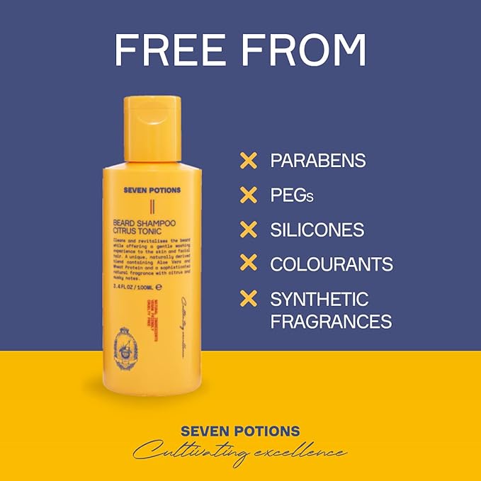 Seven Potions Beard Shampoo for Men Gentle Cleansing Wash for a Clean Beard with No Itch Natural Vegan Cruelty Free Woodland Harmony 100ml - Image 3