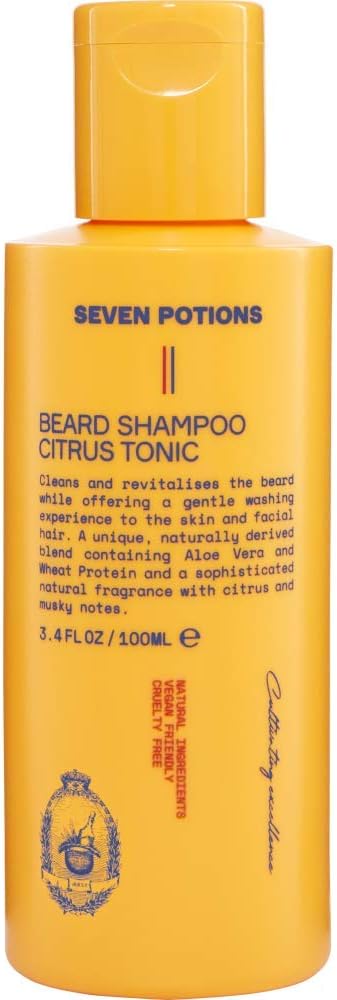 Seven Potions Beard Shampoo for Men Gentle Cleansing Wash for a Clean Beard with No Itch Natural Vegan Cruelty Free Woodland Harmony 100ml - Image 1