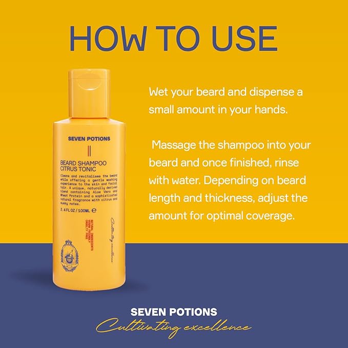 Seven Potions Beard Shampoo for Men Gentle Cleansing Wash for a Clean Beard with No Itch Natural Vegan Cruelty Free Woodland Harmony 100ml - Image 5