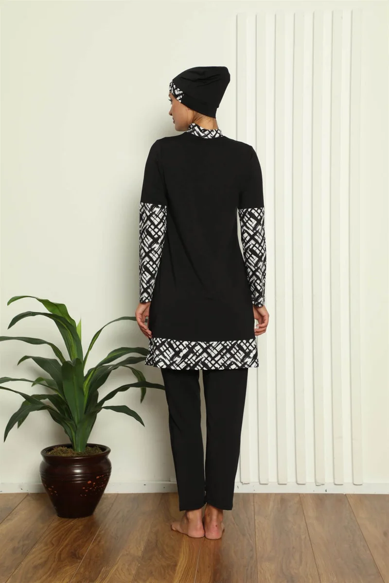 اكبينيز Full Hijab Digital Patterned Swimsuit 31039