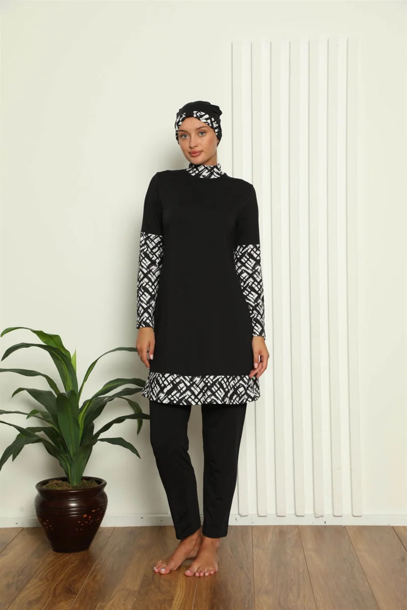 اكبينيز Full Hijab Digital Patterned Swimsuit 31039