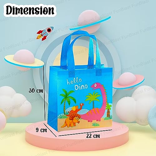 FunBlast Dinosaur Gifting Bags for Return Gifts - Pack of 24 Pcs Non-Woven Carry Bags, Multi-Purpose Reusable Carry Bag, Birthday Gifting Bag, Drawstring Bags for Return Gifts (24) - Image 2