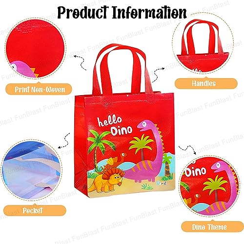 FunBlast Dinosaur Gifting Bags for Return Gifts - Pack of 24 Pcs Non-Woven Carry Bags, Multi-Purpose Reusable Carry Bag, Birthday Gifting Bag, Drawstring Bags for Return Gifts (24) - Image 3