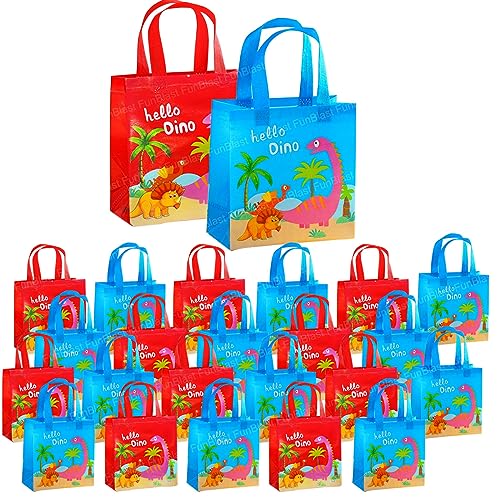 FunBlast Dinosaur Gifting Bags for Return Gifts - Pack of 24 Pcs Non-Woven Carry Bags, Multi-Purpose Reusable Carry Bag, Birthday Gifting Bag, Drawstring Bags for Return Gifts (24) - Image 1