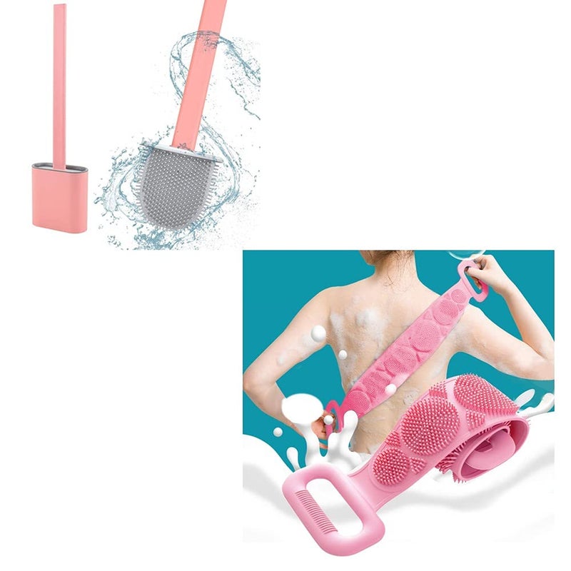 Infi Style Combo Pack of Silicon Toilet Brush with Slim Holder Flex Toilet Brush Antidrip Set Toilet Bowl and Silicone Body ScrubberBath Body Cleaning BeltSkin Brush Belt for SkinBathingBody Dirt Removal - Image 2