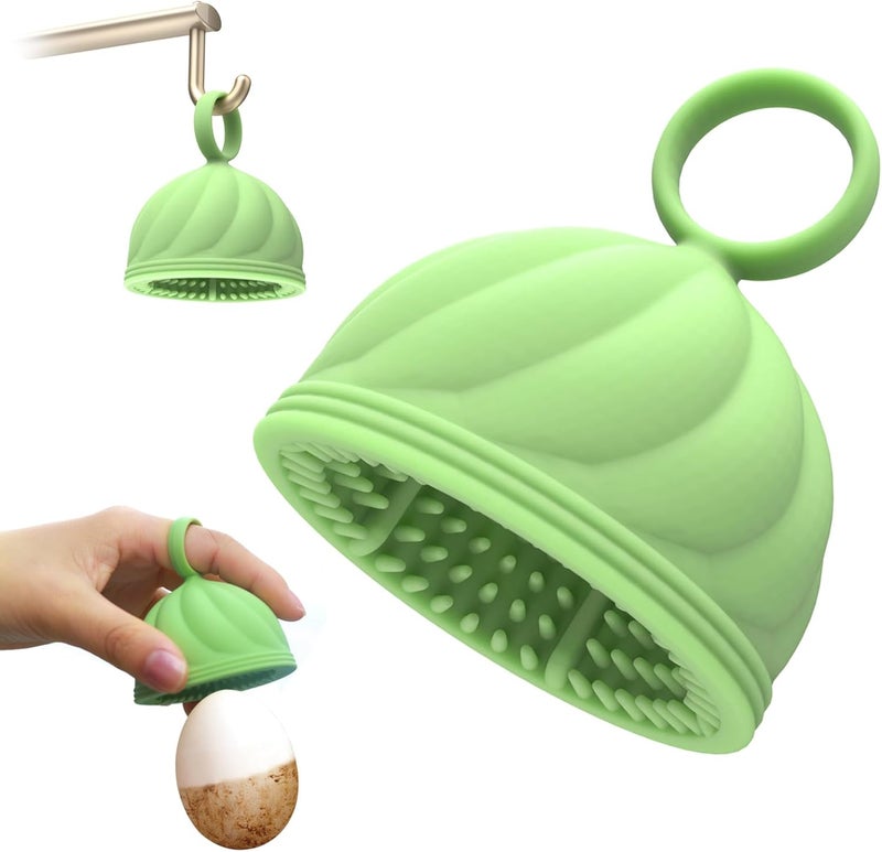 DoID Tag Egg Washer for Fresh Eggs - Upgraded 2.0 Silicone Egg Scrubber | Farm Fresh Egg & Vegetable Scrubber | Dishwasher Safe, Gentle on Shells (Green 1 Pcs) - Image 1