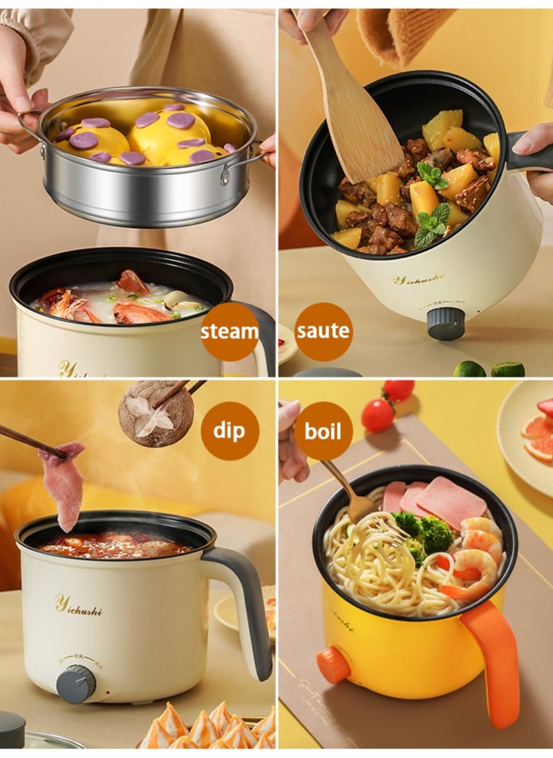 Gasin - 1.8L multi-functional mini electric cooker  with a power of 300 - 600W ceramic inner pot  portable travel cooker   electric frying pan, hot pot   quick noodle cooker   suitable for frying steaks and eggs   and boiling soup - Image 1