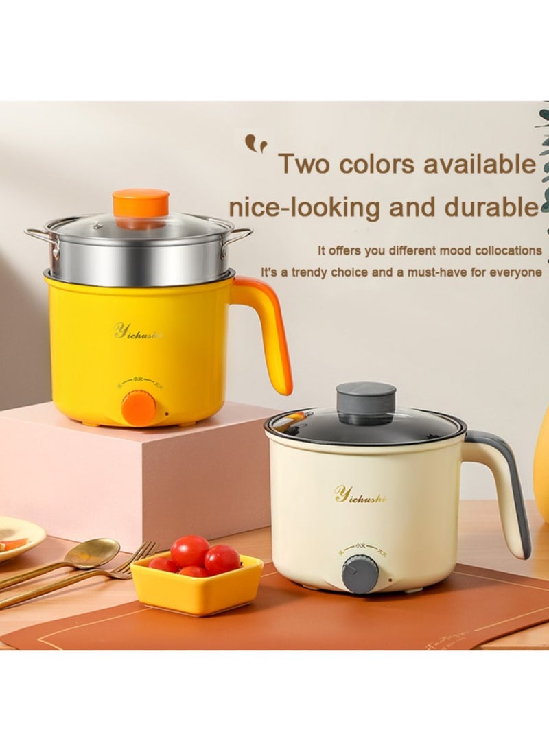 Gasin - 1.8L multi-functional mini electric cooker  with a power of 300 - 600W ceramic inner pot  portable travel cooker   electric frying pan, hot pot   quick noodle cooker   suitable for frying steaks and eggs   and boiling soup - Image 1