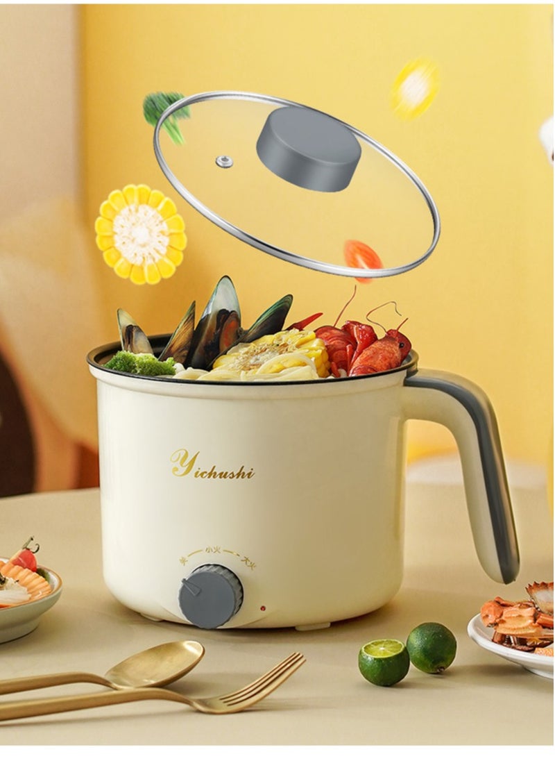 Gasin - 1.8L multi-functional mini electric cooker  with a power of 300 - 600W ceramic inner pot  portable travel cooker   electric frying pan, hot pot   quick noodle cooker   suitable for frying steaks and eggs   and boiling soup - Image 1
