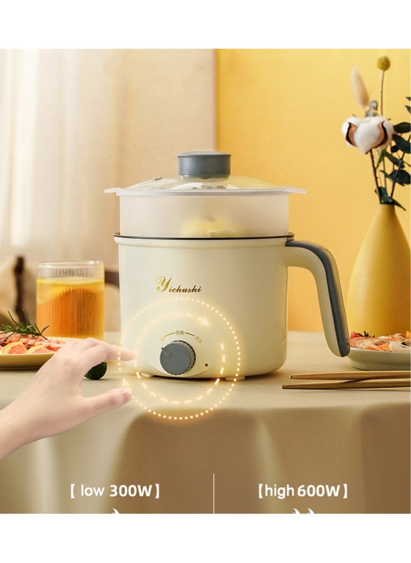 Gasin - 1.8L multi-functional mini electric cooker  with a power of 300 - 600W ceramic inner pot  portable travel cooker   electric frying pan, hot pot   quick noodle cooker   suitable for frying steaks and eggs   and boiling soup - Image 1