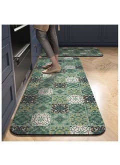ZCM-HAPPY 2-Piece Set Of Fashion Diatom Mud Floor Mat Water-Absorbing Oil-Absorbing Kitchen Mat Door Mat Bathroom Corridor Porch Non-Slip Ultra-Absorbent Quick-Drying Non-Slip Mat 50x160CM+50x80CM  - Image 1