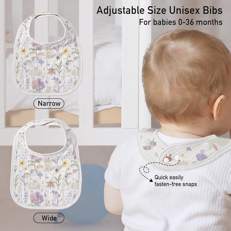 Muslin Drool Bibs for Boys Girls 8 Pack - Adjustable Baby Bibs for Drooling and Teething - Image 5