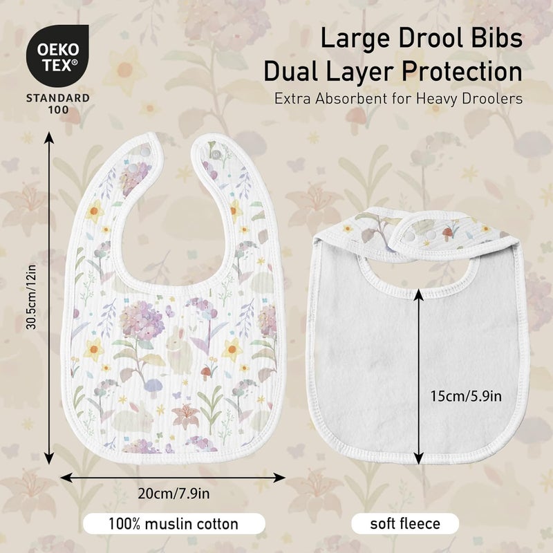 Muslin Drool Bibs for Boys Girls 8 Pack - Adjustable Baby Bibs for Drooling and Teething - Image 4