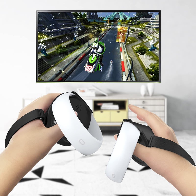 AMZDM Controller Grip for Oculus Quest 2 Accessories Grips Cover for VR Touch Controllers Covers Protector with Non-Slip Thumb Grips 1Pair Black - Image 3