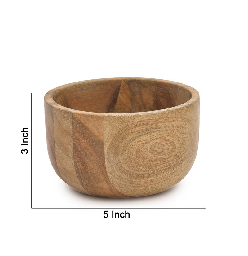 OGGN Natural Mixwood Mixing & Serving Bowl, Handmade Wooden Salad Bowls, Antique Soup Serve Ware, Elegant Multipurpose Bowl for Salads, Soups, Snacks (5 Inch) - Image 2