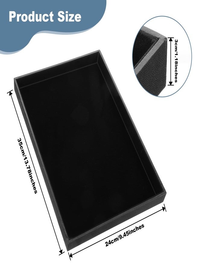 AojSup 4 Pack Black Velvet Stackable Jewelry Tray Showcase Display - 13.78 x 9.45 x 1.18 Inch, Stackable Necklace Bracelet Ring Showcase Display Empty Plate for Necklace Earring Ring Bracelet - Image 2