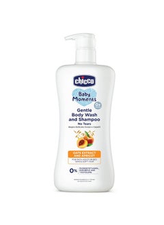 Chicco Baby Moments Gentle Bodywash & Shampoo With Oats Extracts & Apricot, 500Ml |Head-To-Toe | No Tears Formula | Moisturized Skin & Hair | Dermatologically Tested | Parabens & Phenoxyethanol Free  - Image 1