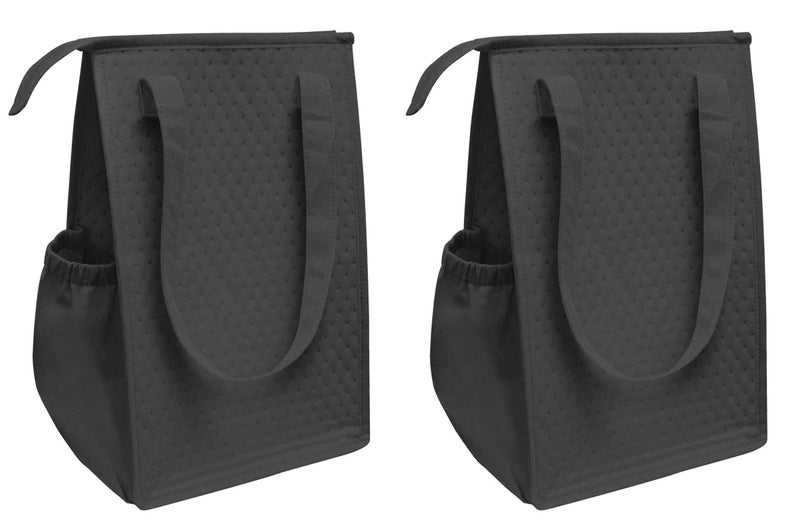 Thermo Tote Insulated Lunch Bag Wine Cooler Tote Reusable Tall Water Bottle Carrier for Adults Men Women Pack of 2 for Price of 1 Pack of 2 Black Black ST3091
