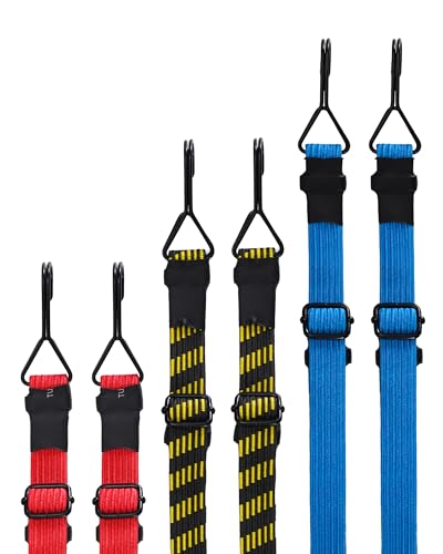 LuckyStraps 20" 40" 80" Flat Adjustable Bungee Cords Assorted Sizes, Easy-to-Adjust Heavy Duty Bungee Straps with 200 Lbs Max Break Strength & UV Protection, Perfect for Tents, Cargo, Luggage, Bike, etc. (6 Pcs) - Image 1