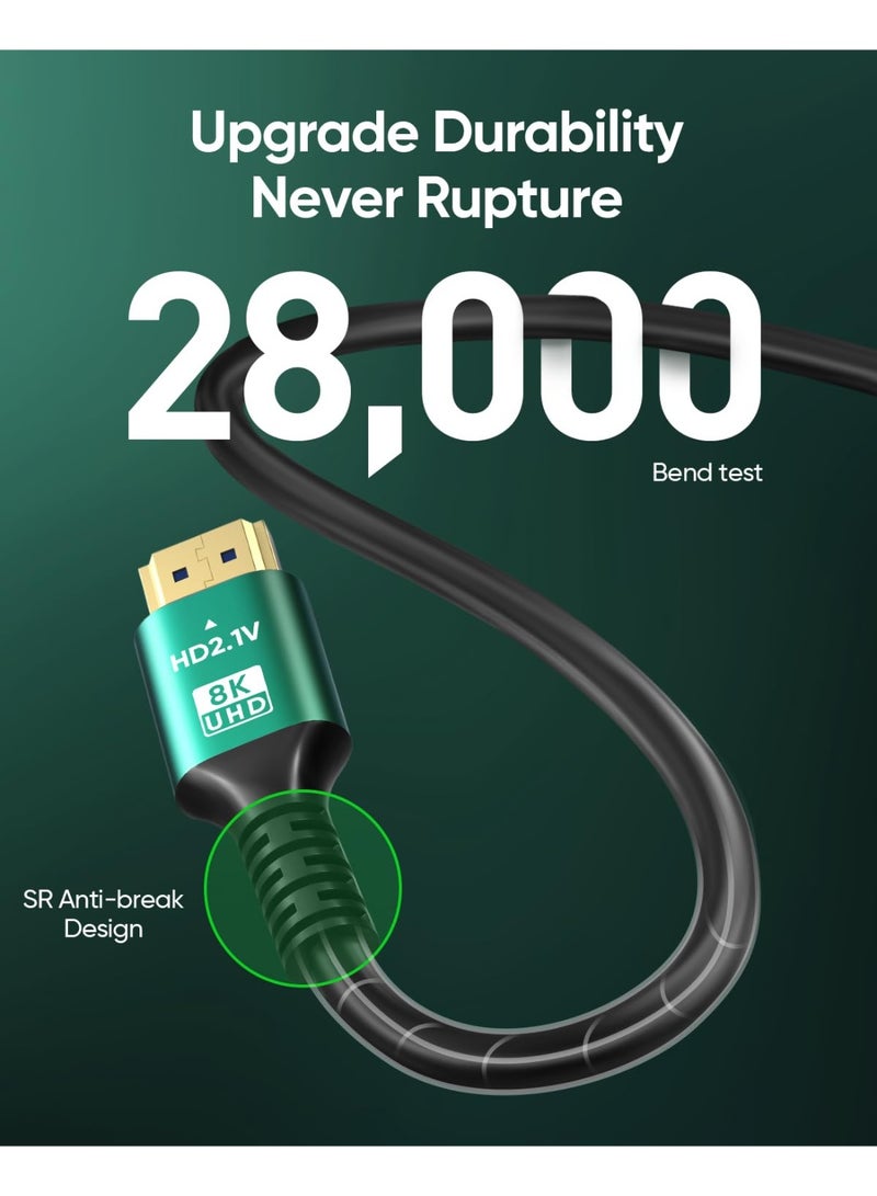 كابل HDMI 2.1 فائق السرعة (3 متر) - كابل HDMI معتمد بسرعة 48 جيجابت في الثانية، يدعم دقة 8K بمعدل 60 هرتز، و4K بمعدل 120 هرتز، و10K، وتقنية HDR10، وeARC، وسلك مضفر، متوافق مع PS5، وXbox Series X، وRoku TV، وHDTV، والكمبيوتر الشخصي، ومشغل Blu-ray - Image 4