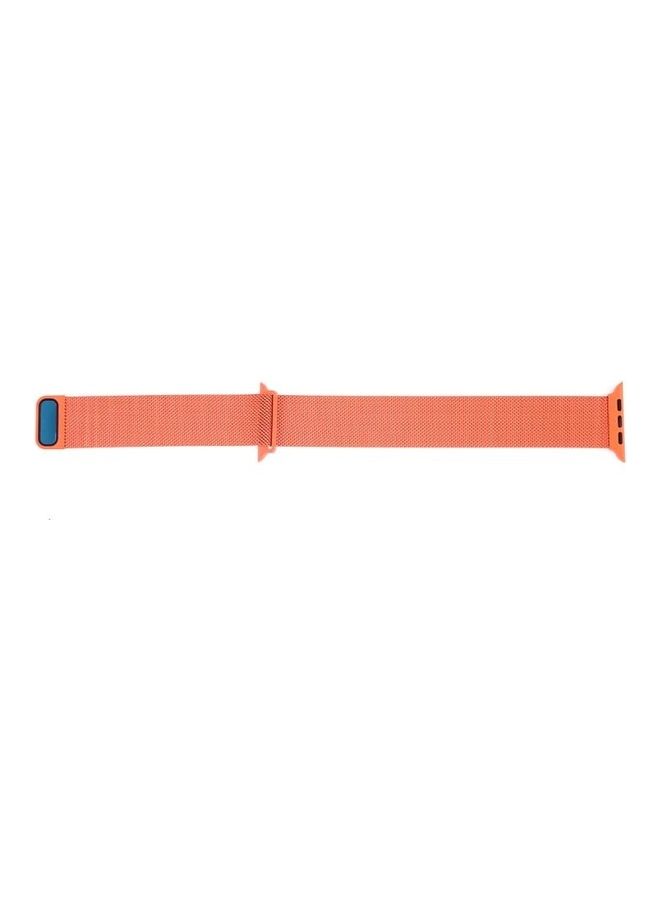 NIBEMINENT - Milanese Loop Magnetic Stainless Steel Watchband For Apple Watch Series 7/6/5/4/3/2/1/SE 45/44/42mm Orange - Image 1