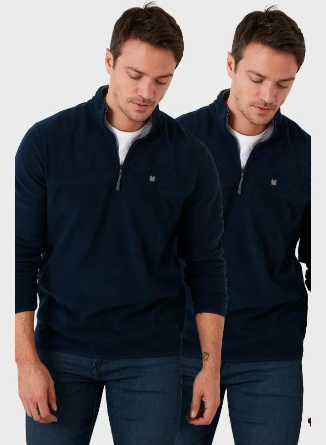Buratti Buratti Slim Fit Anti-Pilling Non-Pilling Bato Collar Raised 2-Pack Polar Men's POLAR 5906001S2