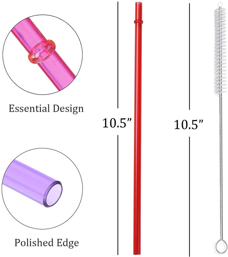 ALINK 35-Pack Tritan Hard Plastic Reusable Straws with Cleaning Brush, 10.5 in Long Thick Unbreakable Straws for 30 OZ Tumblers, Mason Jar, Yeti, Tervis - Image 2