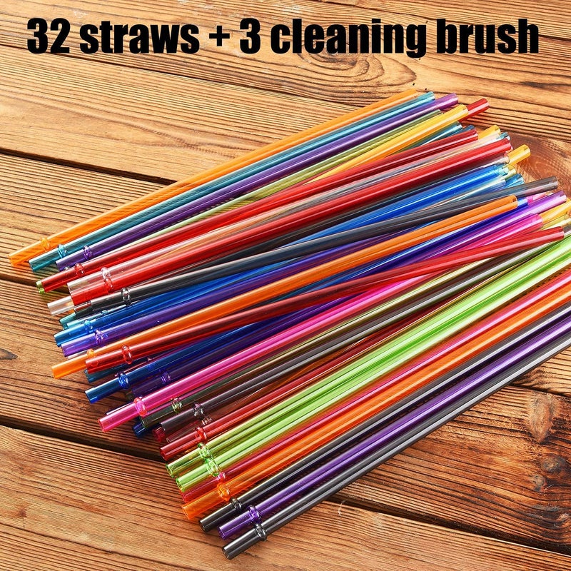 ALINK 35-Pack Tritan Hard Plastic Reusable Straws with Cleaning Brush, 10.5 in Long Thick Unbreakable Straws for 30 OZ Tumblers, Mason Jar, Yeti, Tervis - Image 5