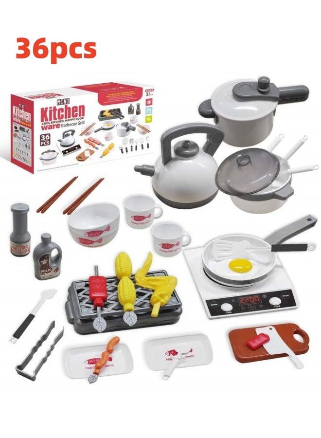 ZUKIMM 36-Piece Realistic Kitchen Plastic Miniature Pretend Play Toy Set For Kids - Image 1