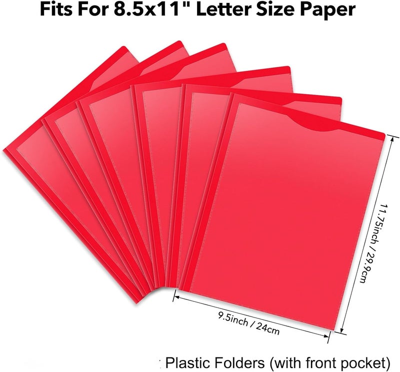 BAOFALI 12 Pack A4 Pocket Plastic Folder 2 Pockets and 3 Prongs 2 Card Slots, Durable, Tear-Resistant Heavy Duty Pocket Folders with Prongs, Colored Prong Folders for Schoolwork & Officer - Image 3
