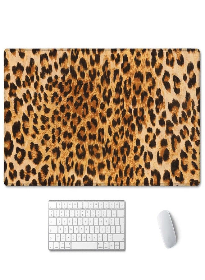 SSOIU Extended Gaming Mouse Pad (35.5x15.7 in), Large Non-Slip Rubber Base Mousepad with Stitched Edges, Waterproof Keyboard Mouse Mat Desk Pad for Work, Game, Office, Home - Leopard Print - Image 1