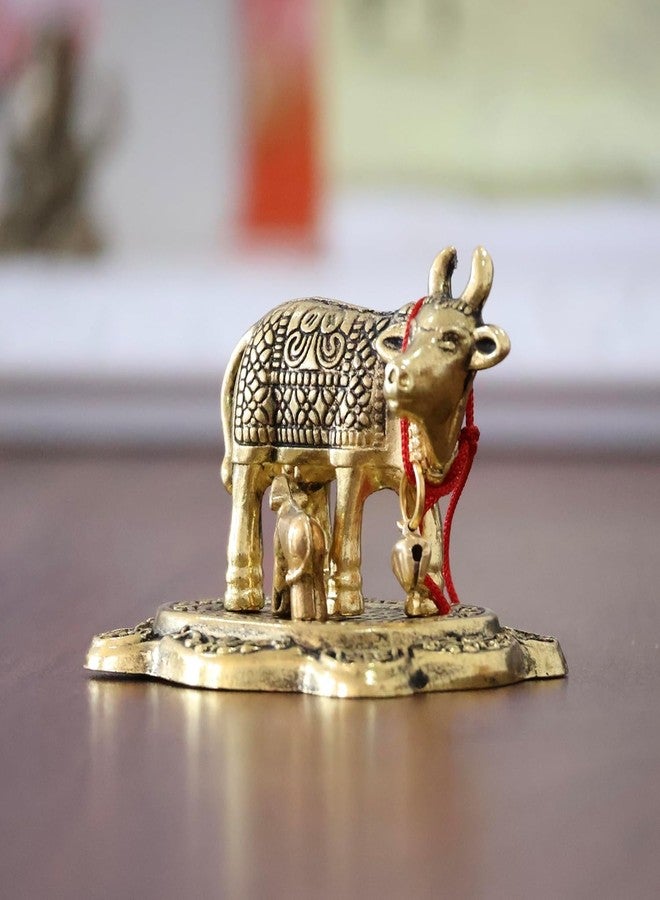 CHHARIYA CRAFTS تمثال بقرة كامدهينو مع عجلها من المعدن من تشاريا كرافتس، رمز لجلب الحظ السعيد، قطعة ديكور منزلية وهدية مميزة - Image 4