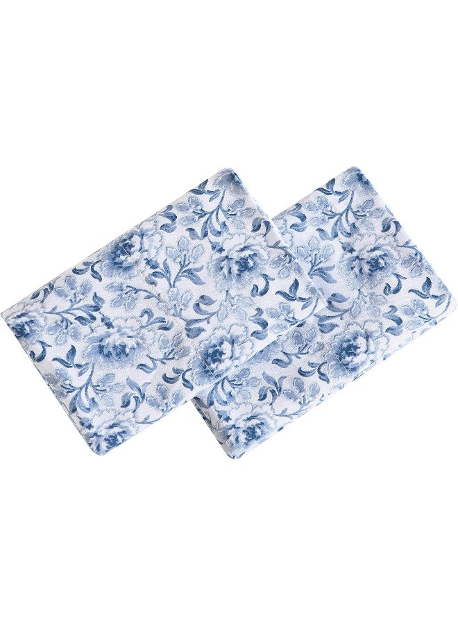 Laura Ashley Home - Standard Pillowcase Set, Cotton Sateen Bedding, Smooth & Wrinkle-Resistant (Lorelei Dark Blue, 2 Piece) - Image 1