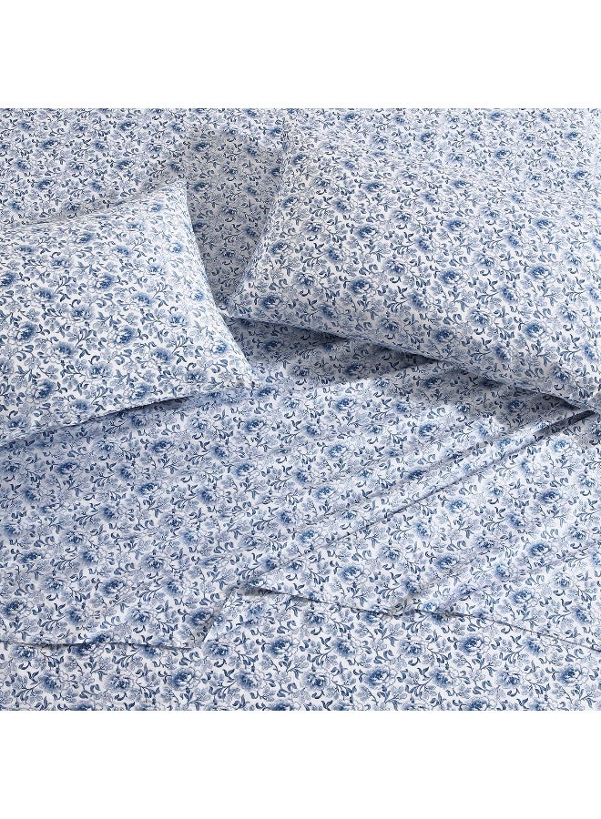 Laura Ashley Home - Standard Pillowcase Set, Cotton Sateen Bedding, Smooth & Wrinkle-Resistant (Lorelei Dark Blue, 2 Piece) - Image 2