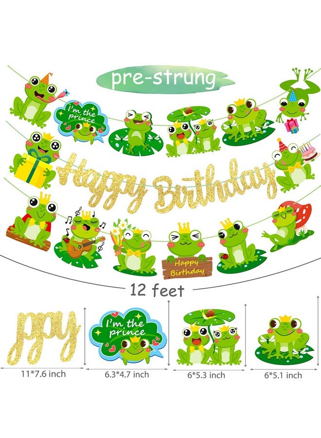 umoni Frog Birthday Banners 3PCS Frog Birthday Party Supplies Gold Frog Themed Happy Birthday Banners Frog Princess Party Decor for I‘m the Prince Baby Shower Decorations - Image 5