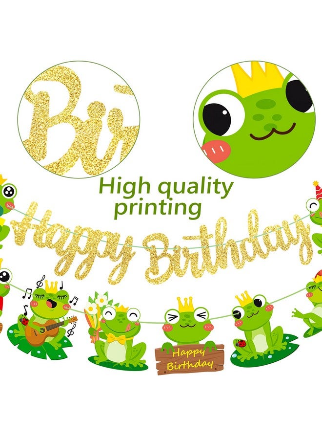 umoni Frog Birthday Banners 3PCS Frog Birthday Party Supplies Gold Frog Themed Happy Birthday Banners Frog Princess Party Decor for I‘m the Prince Baby Shower Decorations - Image 4