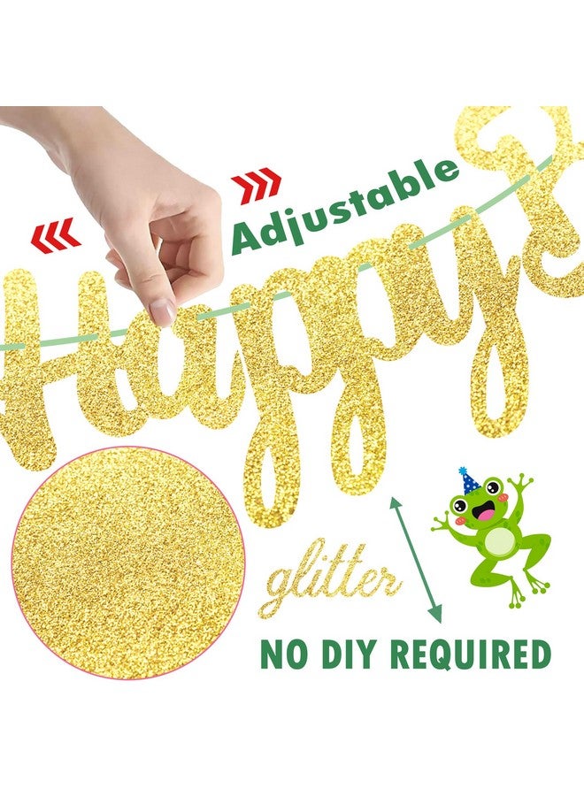 umoni Frog Birthday Banners 3PCS Frog Birthday Party Supplies Gold Frog Themed Happy Birthday Banners Frog Princess Party Decor for I‘m the Prince Baby Shower Decorations - Image 3