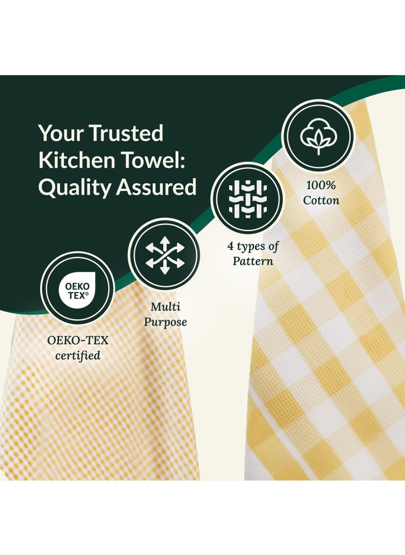 Cloud Scape Linen Multiweave 100% Cotton Kitchen Towels Set- Pack of 4,18x 28 inches - Highly Absorbent and Quick Dry, Yellow  - Image 4