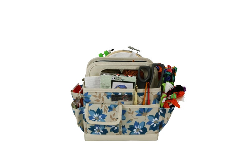 Everything Mary Desktop Tote Organizer â€“ Tan Floral Craft Bag â€“ Portable Storage for Art Supplies, Sewing, Scrapbooking, DIY Tools & Creative Project Organization - Image 2