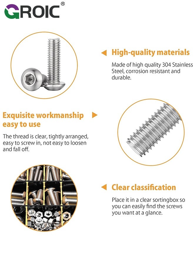 GROIC Phillips Round Head Self-Tapping Screws with Bolt Nut Washer Combo Kit, 320Packs M2 M2.5 M3 M4 M5 Cross Head Countersunk Self Screws Assortment, Multi-Purpose Metal Self Drilling Screws Set - Image 4