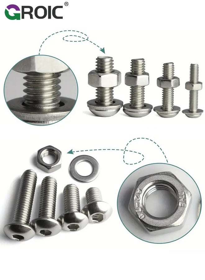 GROIC Phillips Round Head Self-Tapping Screws with Bolt Nut Washer Combo Kit, 320Packs M2 M2.5 M3 M4 M5 Cross Head Countersunk Self Screws Assortment, Multi-Purpose Metal Self Drilling Screws Set - Image 2