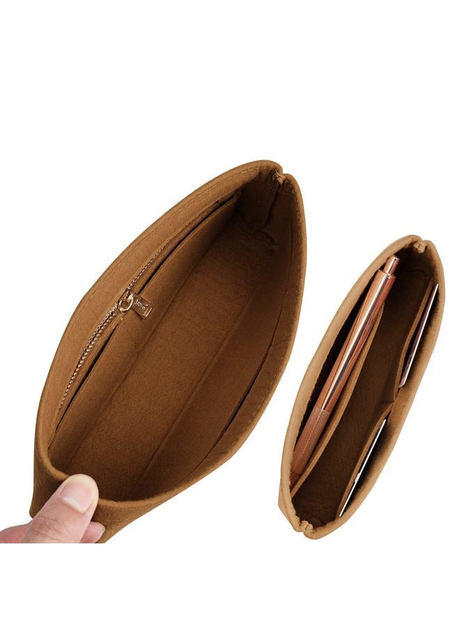Vercord Felt Purse Organizer Insert Pochette Handbag Insert Bag in Bag for Multi Pochette Accessories Add Zipper Pocket Brown - Image 3