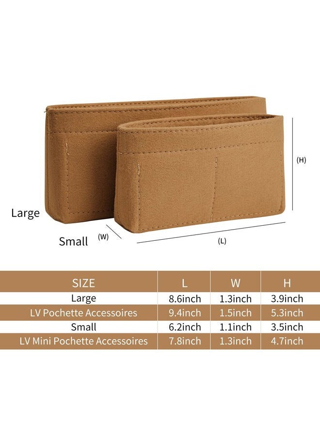 Vercord Felt Purse Organizer Insert Pochette Handbag Insert Bag in Bag for Multi Pochette Accessories Add Zipper Pocket Brown - Image 2
