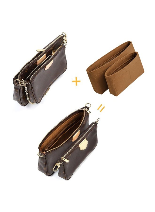 Vercord Felt Purse Organizer Insert Pochette Handbag Insert Bag in Bag for Multi Pochette Accessories Add Zipper Pocket Brown - Image 5