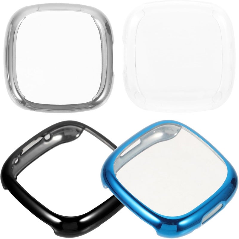 Levemolo 4pcs TPU Protective Watch Cases for 4 and Sense 2 – Anti-Scratch Detachable Reusable Covers in Black, Silver, and – Full-Body for Smartwatch Accessories - Image 1