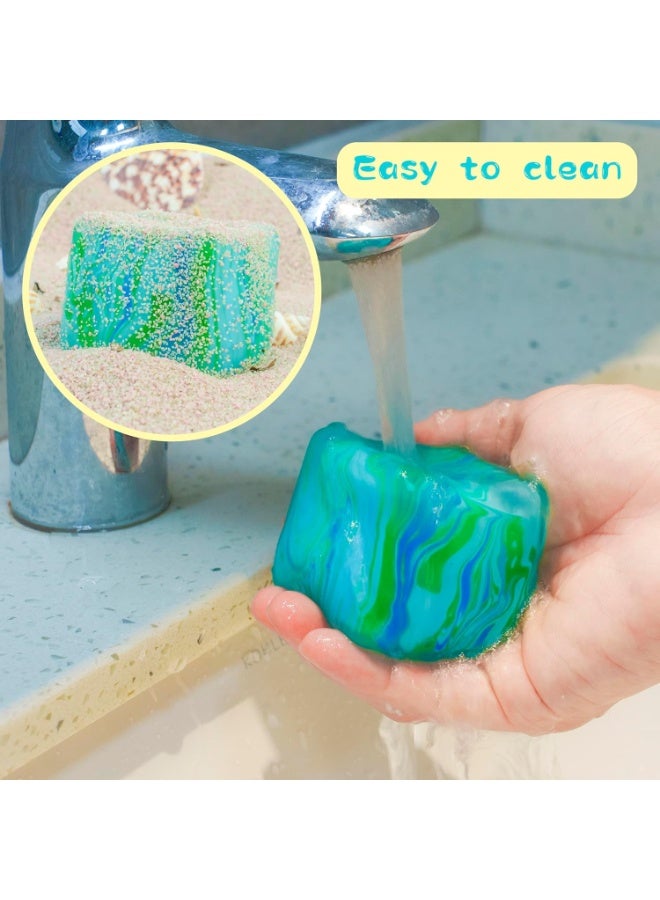 Squishy Fidget Stress Cube, Sensory Anti-Stress Toy for Kids & Adults, Green Blue Swirl - Image 3